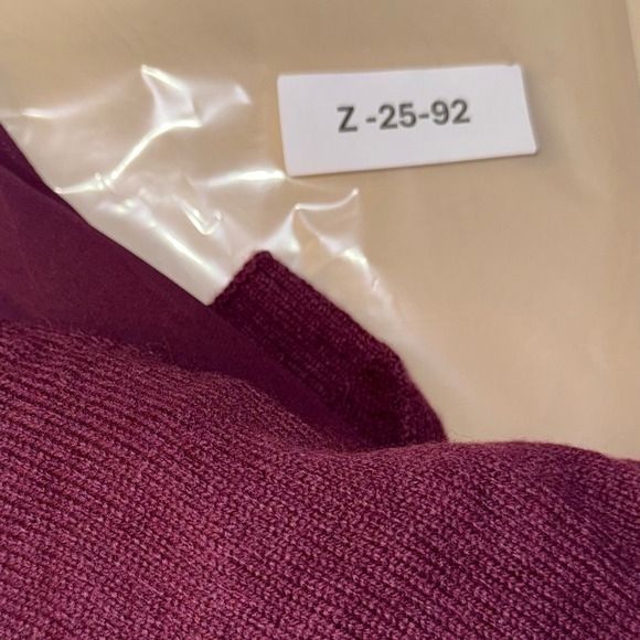 The Loft Marled Knit Sheer Chiffon Overlay Sweater Plum Size Large - Picture 9 of 9